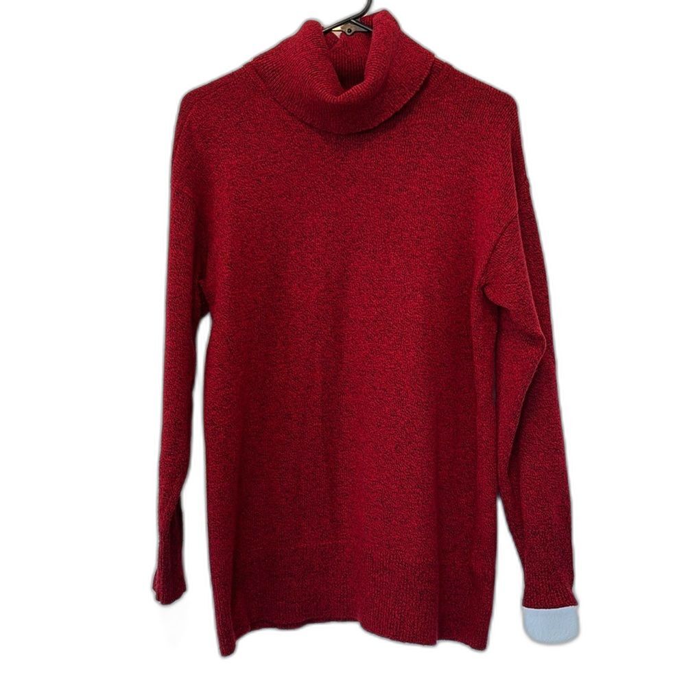 Chaps Soft and Cozy Dark Red Turtleneck Cotton Blend Sweater Womens S
